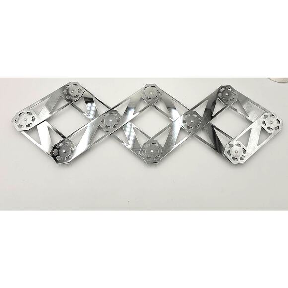 Vintage Mid Century Silver tone / Chrome Expandable Accordion Gear Trivet  1950s - Picture 3 of 6